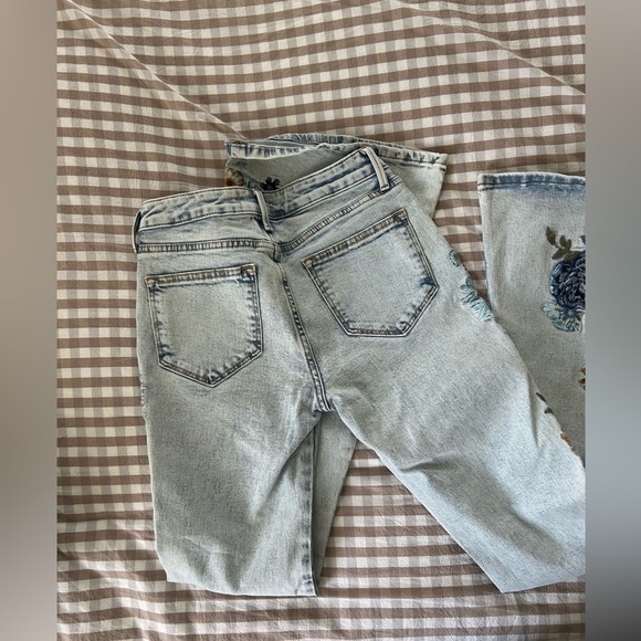 Free People Driftwood Farrah Floral Embroidered Jeans - Picture 2 of 5